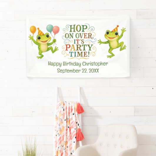 Personalisierter Name Datum Froschjungen Geburtsta Banner (Insitu)