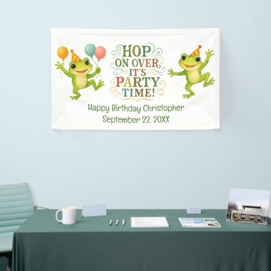 Personalisierter Name Datum Froschjungen Geburtsta Banner (Messeveranstaltung)