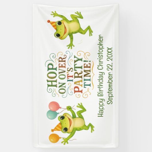 Personalisierter Name Datum Froschjungen Geburtsta Banner (Vertikal)