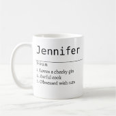 personalisierter Name Definition Grauer Satin-Tass Kaffeetasse (Links)