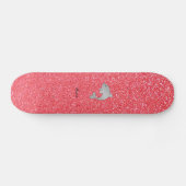 Personalisierter Name Delphin Rosa Glitzer Skateboard (Horizontal)
