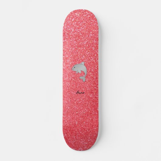 Personalisierter Name Delphin Rosa Glitzer Skateboard (Vorderseite)