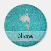 Personalisierter Name Delphin Türkis Glitzer Magnet (Vorne)