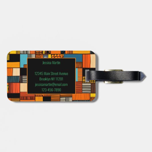 Personalisierter Name der afrikanischen Druckmarke Gepäckanhänger (Rückseite horizontal)