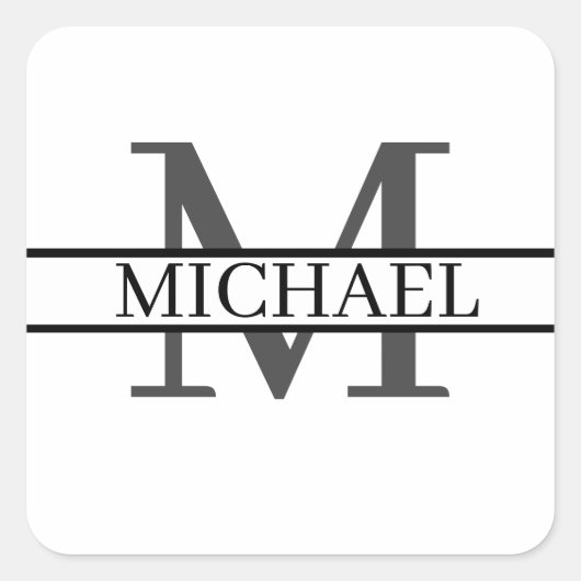 Personalisierter Name der benutzerdefinierten Mono Quadratischer Aufkleber (Vorderseite)
