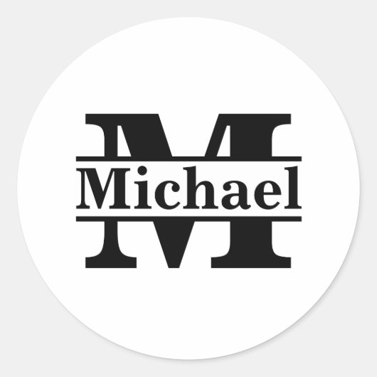 Personalisierter Name der benutzerdefinierten Mono Runder Aufkleber (Vorderseite)