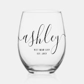 Personalisierter Name der besten Mama je Skriptmon Weinglas Ohne Stiel (Vorderseite)