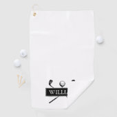 Personalisierter Name der Black and White Golf Clu Golfhandtuch (Insitu)