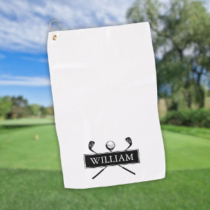 Personalisierter Name der Black and White Golf Clu Golfhandtuch