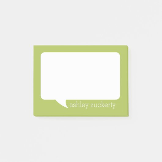 Personalisierter Name der Blase Grün und Weiß Post-it Klebezettel (Vorderseite)