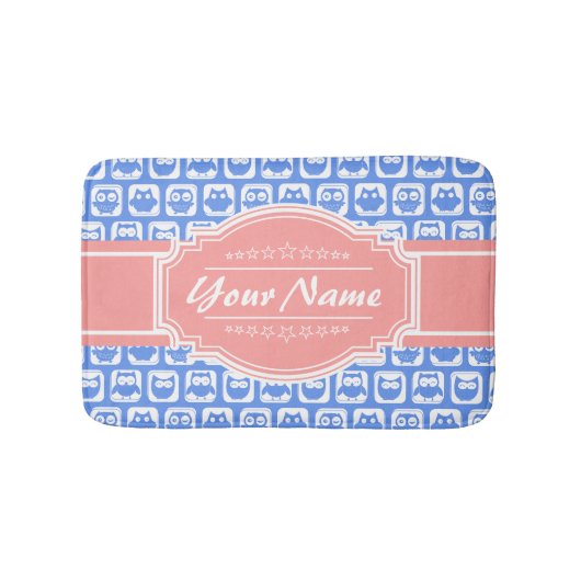 Personalisierter Name der Blauen Eule Badematte (Vorderseite)