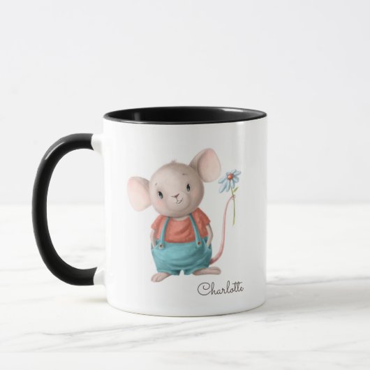 Personalisierter Name der Blume mit niedlicher Mau Tasse (Links)