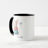 Personalisierter Name der Blume mit niedlicher Mau Tasse (Vorderseite Links)