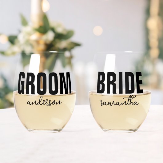 Personalisierter Name der Braut Weinglas Ohne Stiel (Insitu (Hochzeit))