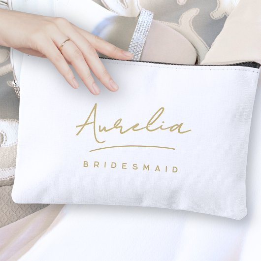 Personalisierter Name der Bridesmaid Monogram Zubehörtasche