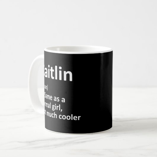 Personalisierter Name der Caitlin-Definition Kaffeetasse (Vorderseite Links)