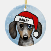 Personalisierter Name der Dackel Merle Dapple Keramik Ornament (Vorne)