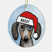 Personalisierter Name der Dackel Merle Dapple Keramik Ornament (Links)