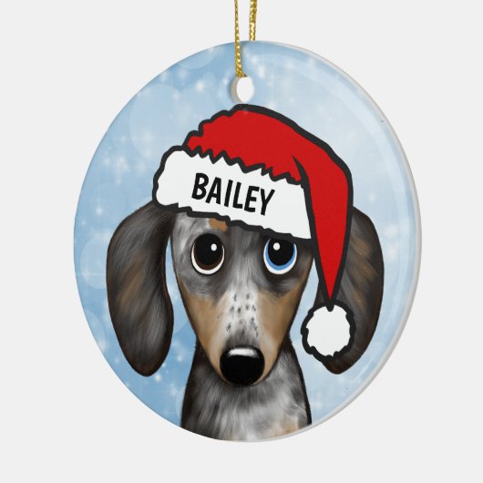 Personalisierter Name der Dackel Merle Dapple Keramik Ornament (Links)