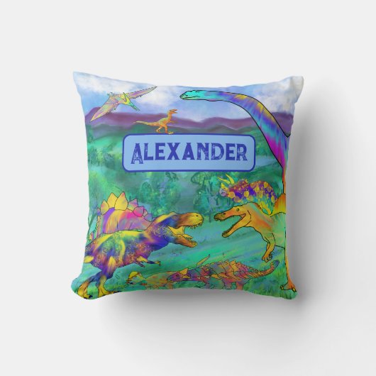 Personalisierter Name der Dinosaurier Kissen (Vorderseite)