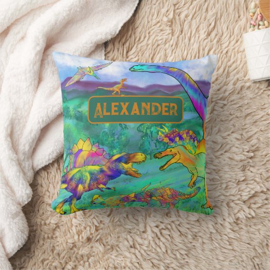 Personalisierter Name der Dinosaurier Kissen (Decke)