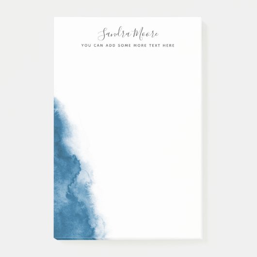 personalisierter Name der dunkelblauen Wasserfarbe Post-it Klebezettel (Vorderseite)