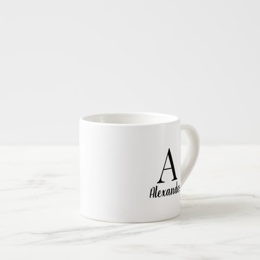 Personalisierter Name der Einschwarzen Monogramm Espressotasse (Vorderseite Rechts)