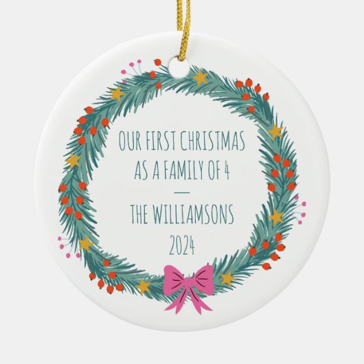 Personalisierter Name der ersten Weihnachtsfamilie Keramik Ornament (Vorne)