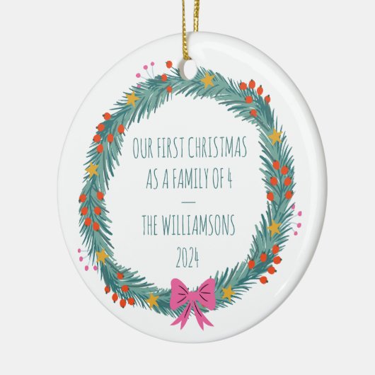 Personalisierter Name der ersten Weihnachtsfamilie Keramik Ornament (Links)