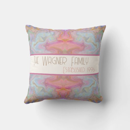 Personalisierter Name der farbigen Pastete Datum A Kissen (Rückseite)