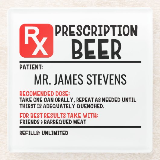 Personalisierter Name der Funny Beer-Verschreibung Glasuntersetzer (Vorderseite)