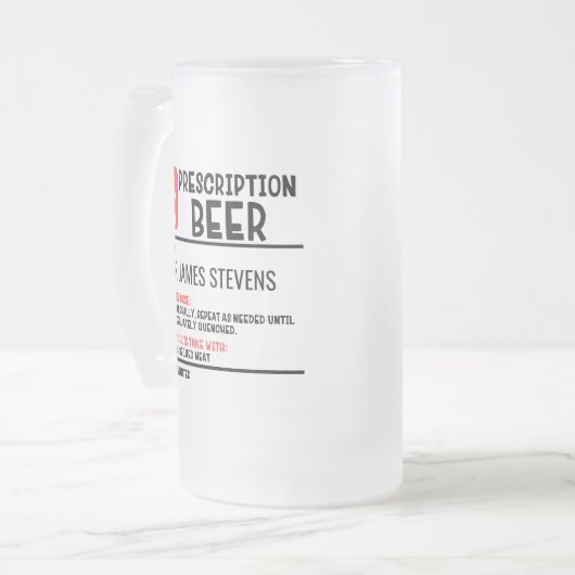 Personalisierter Name der Funny Beer-Verschreibung Mattglas Bierglas (Vorderseite Links)