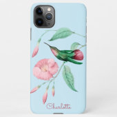 Personalisierter Name der Hummingvogel-Blumenzunge iPhone Hülle (Rückseite)