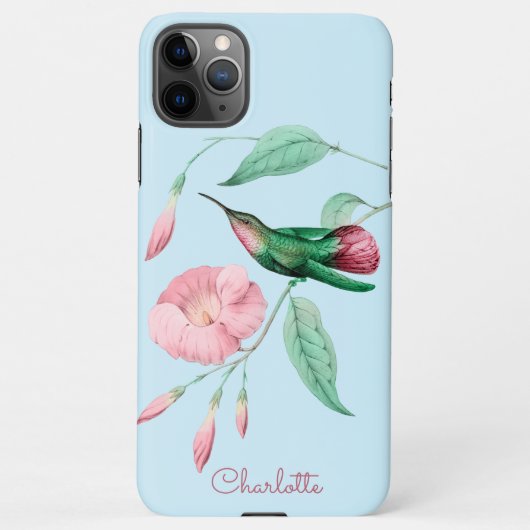 Personalisierter Name der Hummingvogel-Blumenzunge iPhone Hülle (Rückseite)