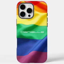 Personalisierter Name der LGBT Pride Rainbow Flag iPhone 16 Pro Max Hülle