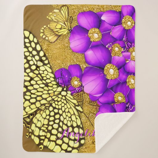 Personalisierter Name der lila und goldenen Schmet Sherpadecke (Vorderseite)