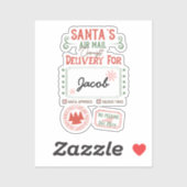 Personalisierter Name der Luftpost des Weihnachtsm Aufkleber (Blatt)