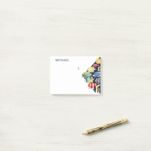 Personalisierter Name der Meeresfauna und -flora Post-it Klebezettel (Auf Schreibtisch)