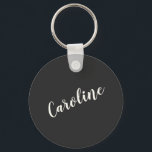 Personalisierter Name der Minimalistischen schwarz Schlüsselanhänger<br><div class="desc">Minimalistische Kalligrafie Personalisierter Name Schlüsselanhänger in Schwarz</div>