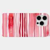 Personalisierter Name der modernen roten Streifen Case-Mate iPhone Hülle (Rückseite (Horizontal))