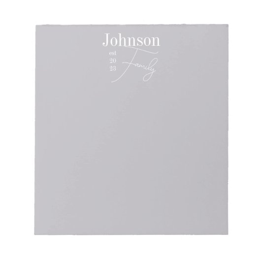 Personalisierter Name der modernen Skriptfamilie Notizblock (Vorderseite)