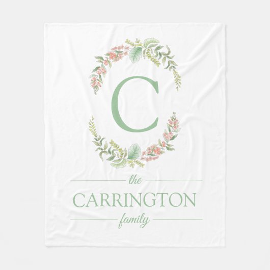 Personalisierter Name der Monogram-Familie Fleecedecke (Vorderseite)