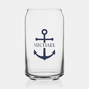 Personalisierter Name der Nautic Navy Blue Anchor Dosenglas