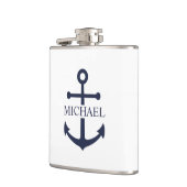 Personalisierter Name der Nautic Navy Blue Anchor Flachmann (Links)