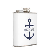 Personalisierter Name der Nautic Navy Blue Anchor Flachmann (Rechts)
