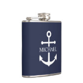 Personalisierter Name der Nautic Navy Blue Anchor Flachmann (Rechts)