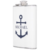 Personalisierter Name der Nautic Navy Blue Anchor Flachmann (Links)