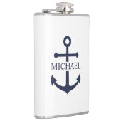 Personalisierter Name der Nautic Navy Blue Anchor Flachmann (Rechts)
