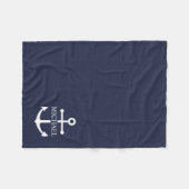 Personalisierter Name der Nautic Navy Blue Anchor Fleecedecke (Vorderseite (Horizontal))