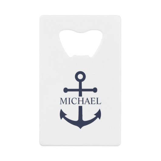 Personalisierter Name der Nautic Navy Blue Anchor Geldbeutel Flaschenöffner (Vorderseite)